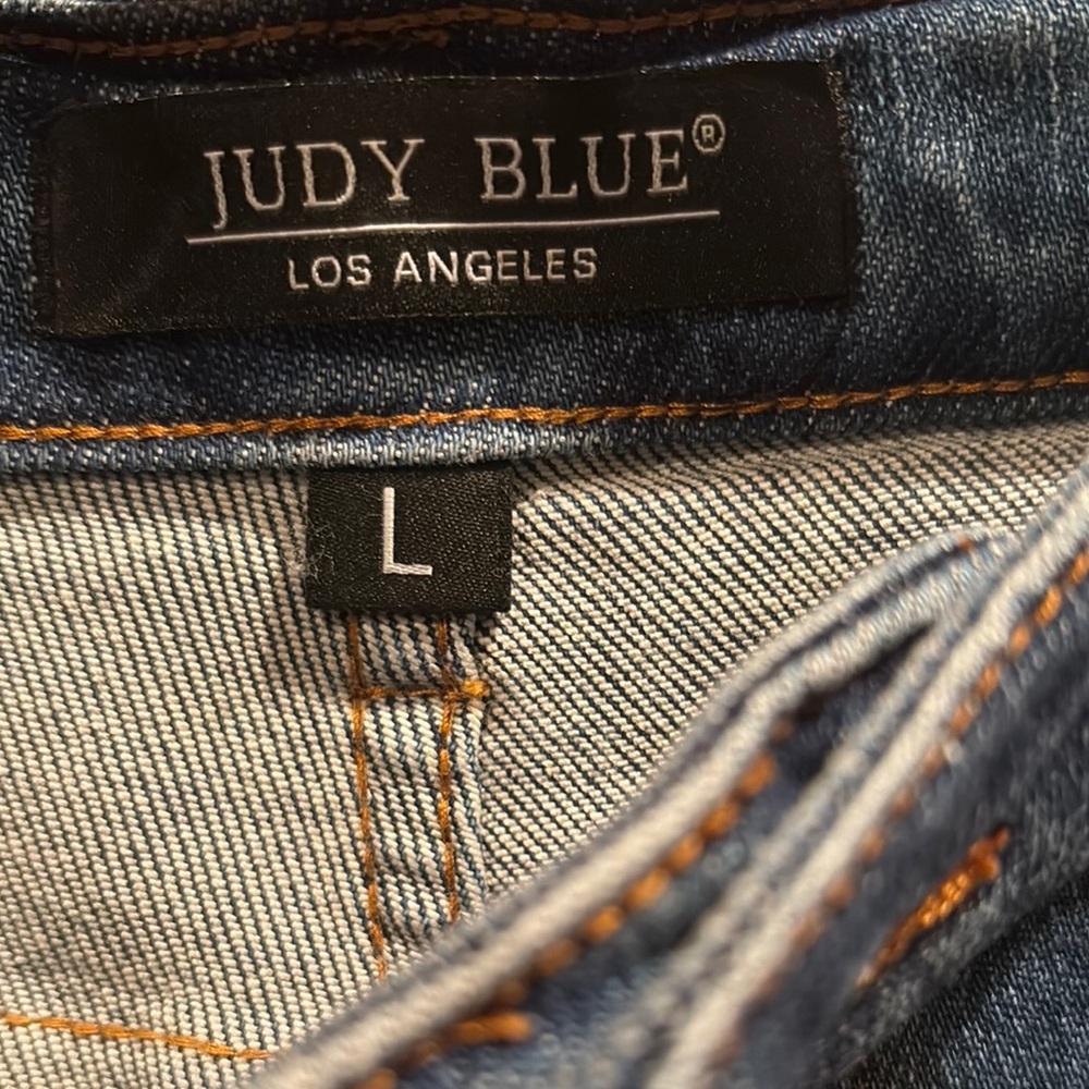 Judy Blue Red Jean Shorts Distressed Cut-Off Style - Picture 2 of 7